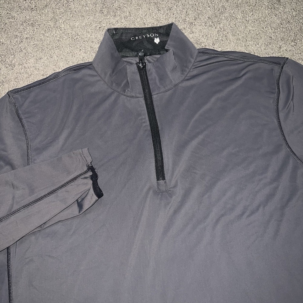 GREYSON Quarter Zip Pullover Men Large Gray Golf Performance Long Sleeve Top Pro